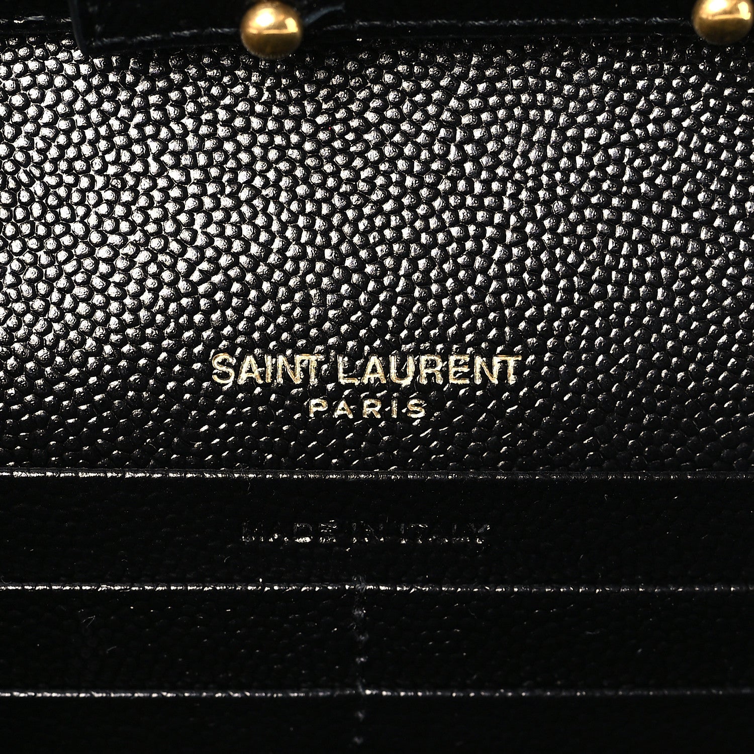 Saint Laurent Grain De Poudre Matelasse Chevron Monogram Chain Wallet Black 6 of 9