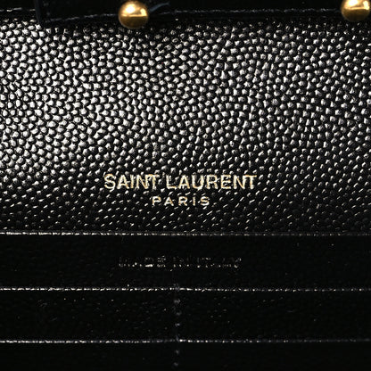 Saint Laurent Grain De Poudre Matelasse Chevron Monogram Chain Wallet Black 6 of 9