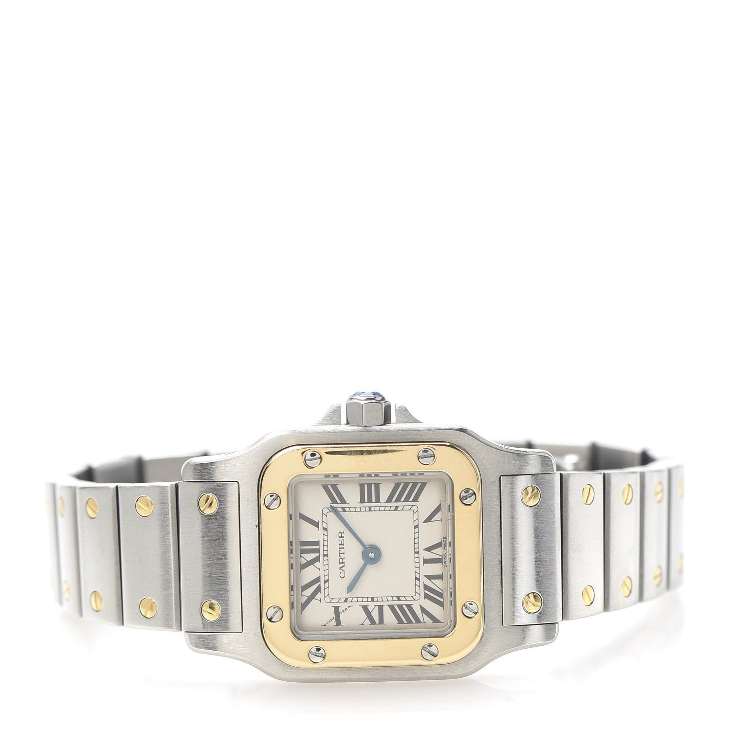 Cartier Stainless Steel 18K Yellow Gold 24mm Santos De Cartier Galbee Quartz Watch 3 of 7
