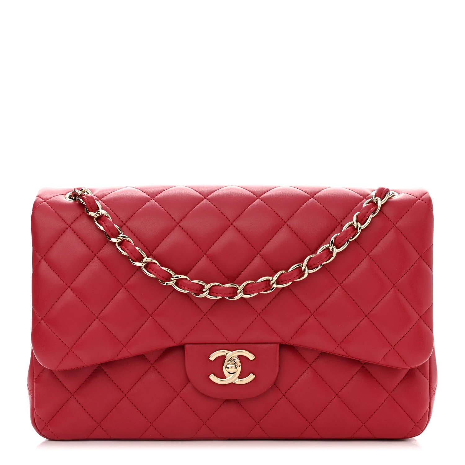 Chanel Lambskin Quilted Jumbo Double Flap Red 1 of 12