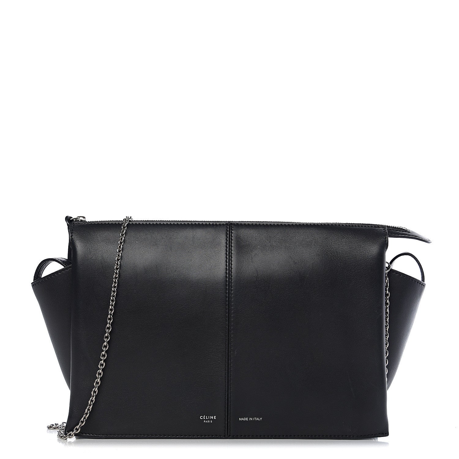Celine Smooth Calfskin Tri-Fold Clutch on Chain Black 1 of 10