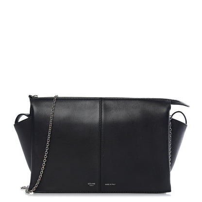 Celine Smooth Calfskin Tri-Fold Clutch on Chain Black 1 of 10