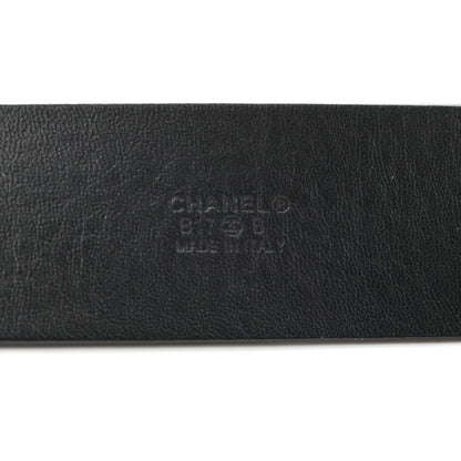 Chanel Crumpled Calfskin Lambskin Pearl CC Belt 75 30 Black 3 of 8