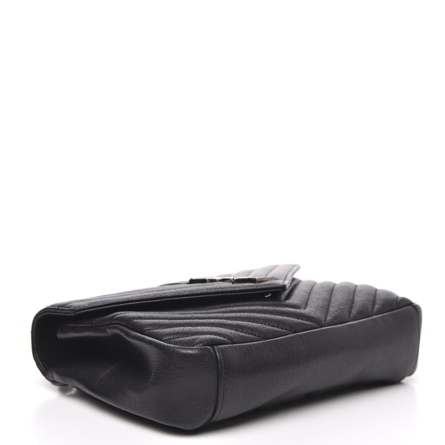 Saint Laurent Sheepskin Matelasse Chevron Monogram Medium College Bag Black 4 of 13