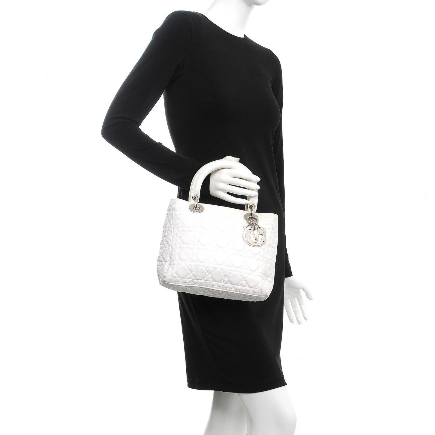 Nylon Cannage Medium Lady Dior White