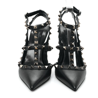 Valentino Garavani Calfskin Nappa Rockstud Ankle Strap 100mm Pumps 37 Black 3 of 9
