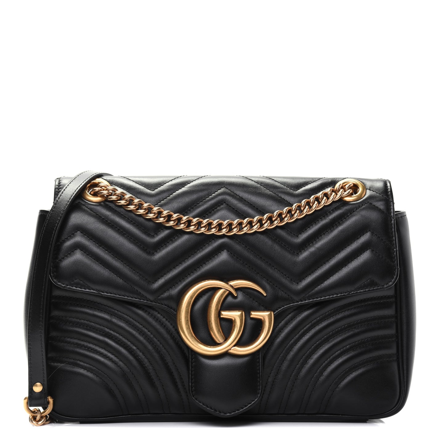 Calfskin Matelasse Medium GG Marmont Shoulder Bag Black