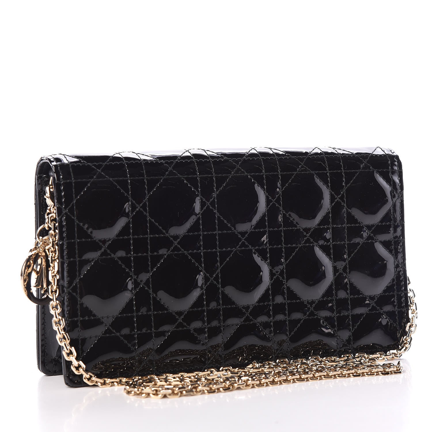 Christian Dior Patent Cannage Lady Dior Convertible Clutch Black 4 of 13