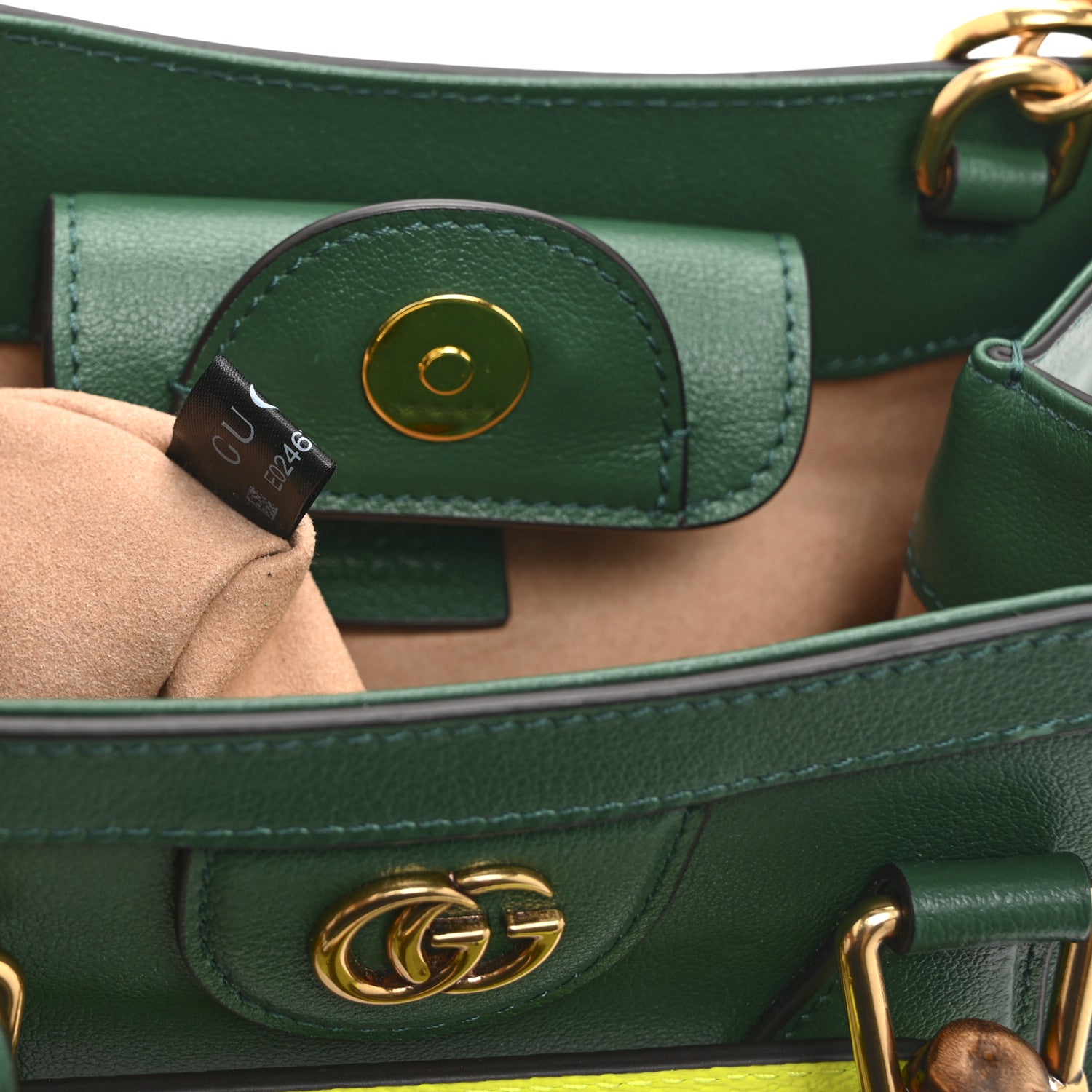 Gucci Wonka Grain Calfskin Mini Diana Tote Bag Green Yellow Fluo 8 of 12