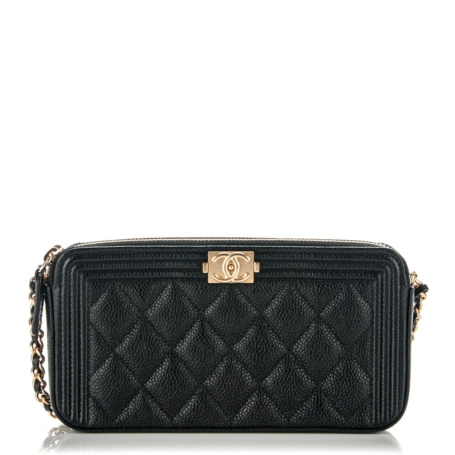 Chanel Caviar Quilted Small Boy Clutch With Chain Black 1 of 8