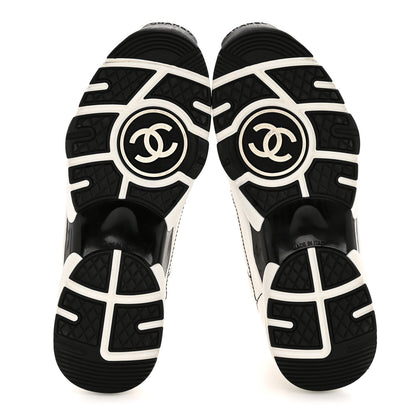 Chanel Cotton Womens CC Sneakers 37.5 White Black 6 of 9