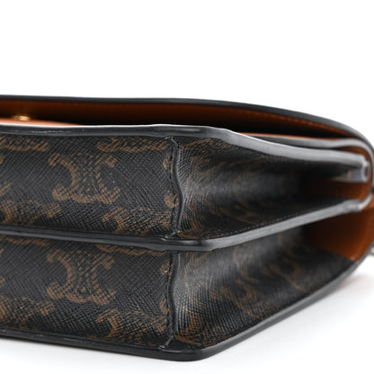 Celine Triomphe Canvas Lambskin Wallet On Strap Tan 11 of 11