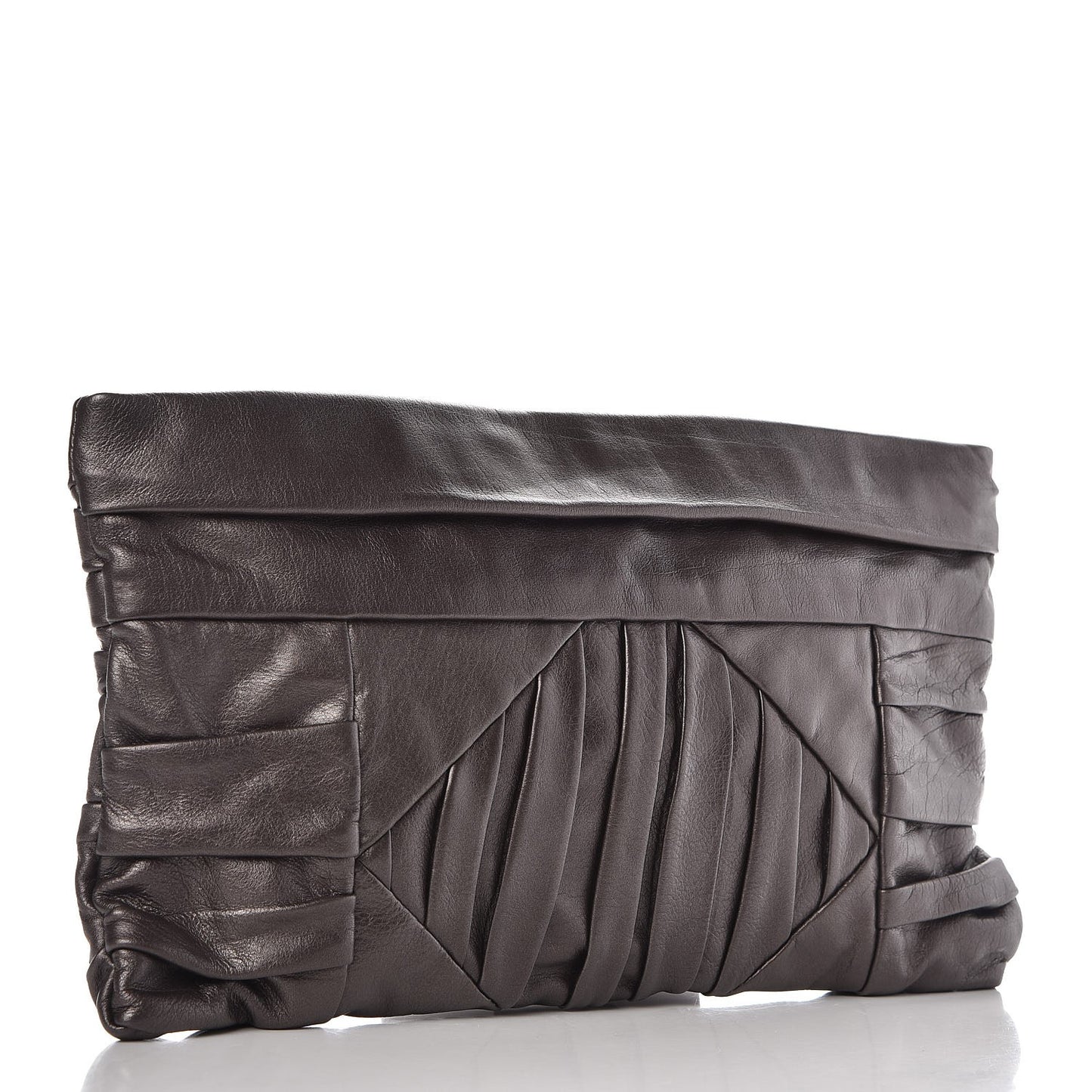 Royal Calf Pleated Clutch Grafite Mordore