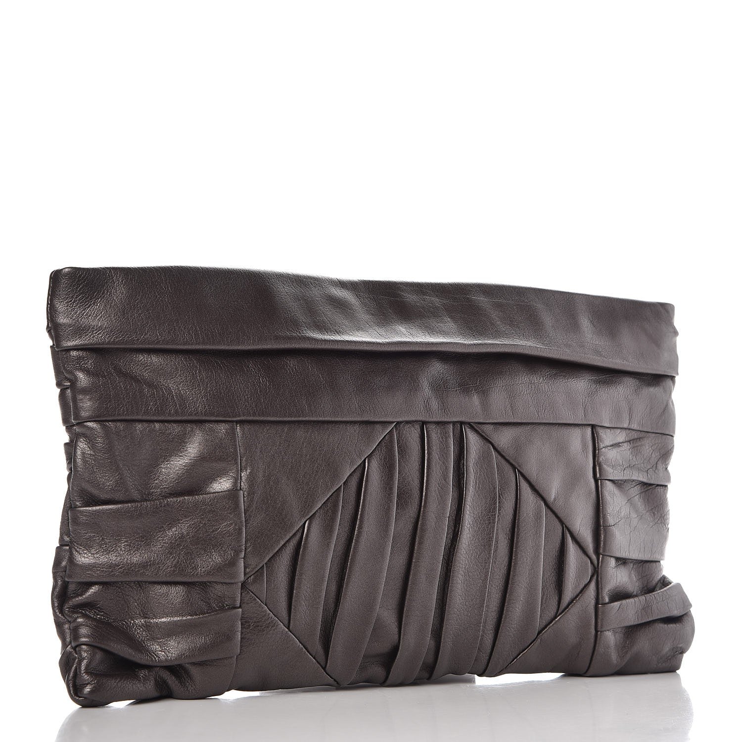Prada Royal Calf Pleated Clutch Grafite Mordore 3 of 7
