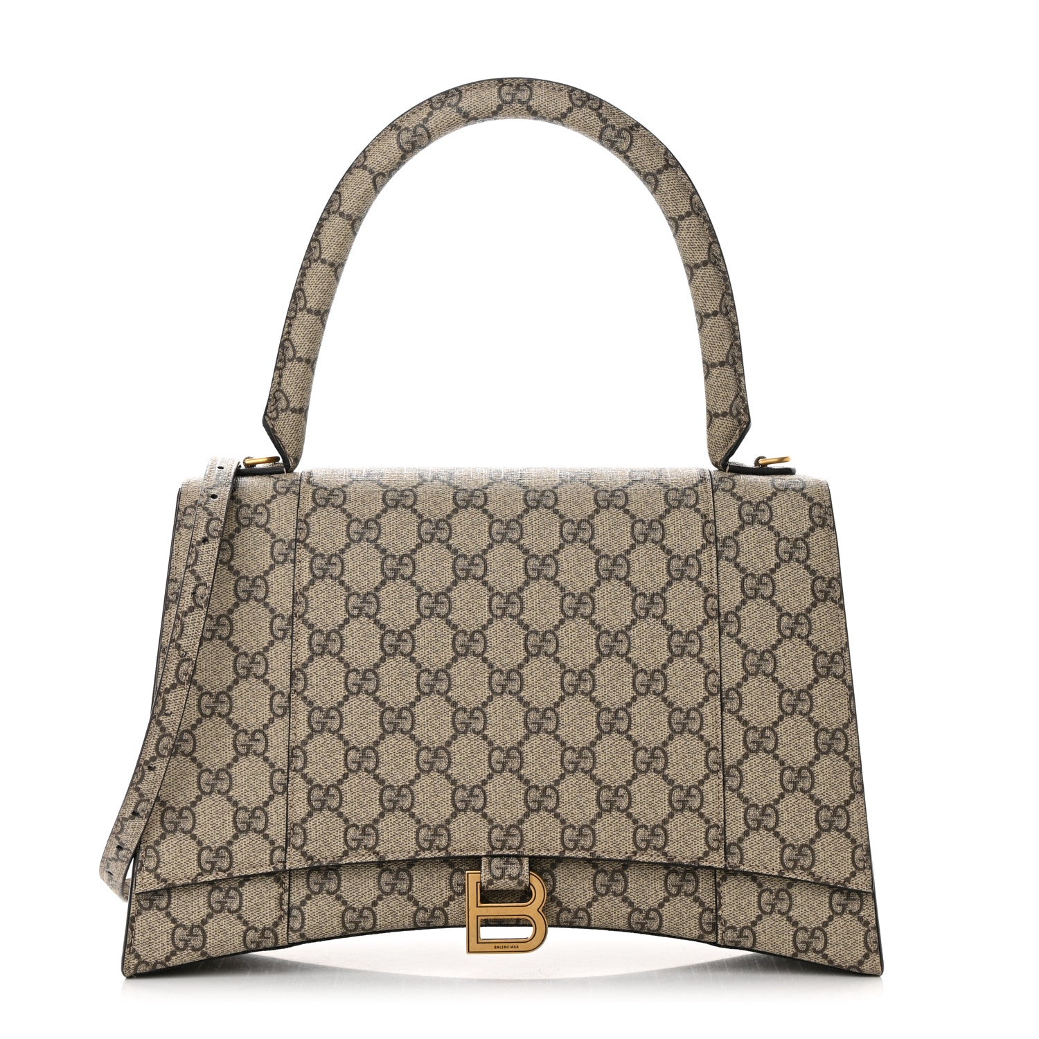 Balenciaga X GUCCI GG Supreme Monogram Medium Hourglass Top Handle Bag Beige Ebony 1 of 16