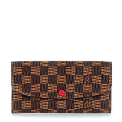 Louis Vuitton Damier Ebene Emilie Wallet Red 1 of 7