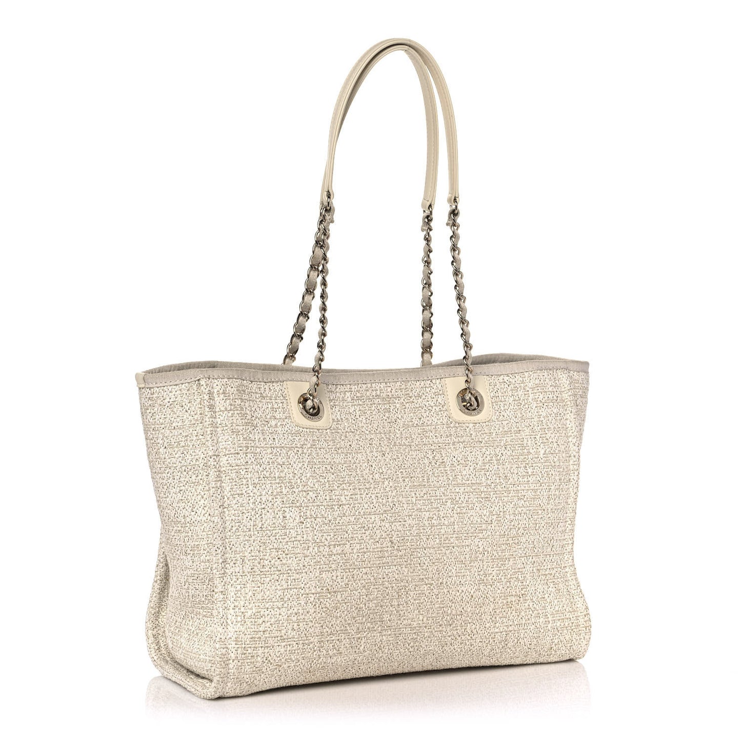 Lurex Boucle Small Deauville Tote Ivory