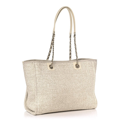 Chanel Lurex Boucle Small Deauville Tote Ivory 3 of 10