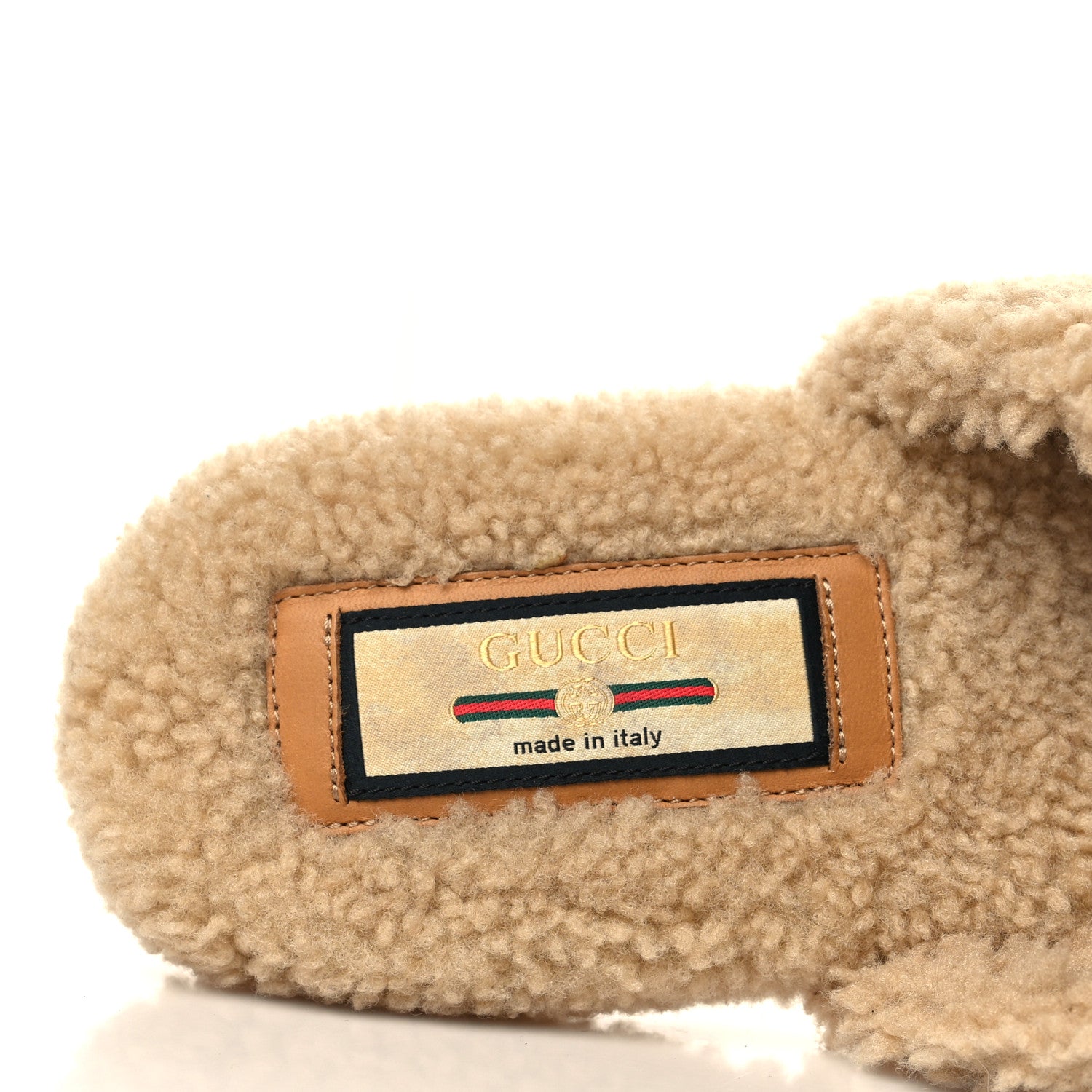 Gucci Shearling Interlocking G Womens Eileen Slippers 37 Butterscotch Cocoa 8 of 9