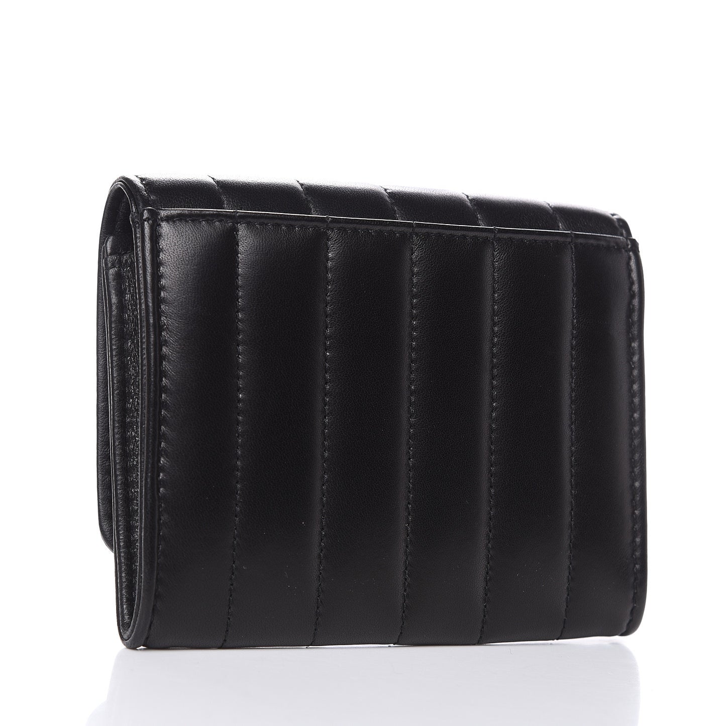 Lambskin Matelasse Monogram Vicky Tri-Fold Wallet Black