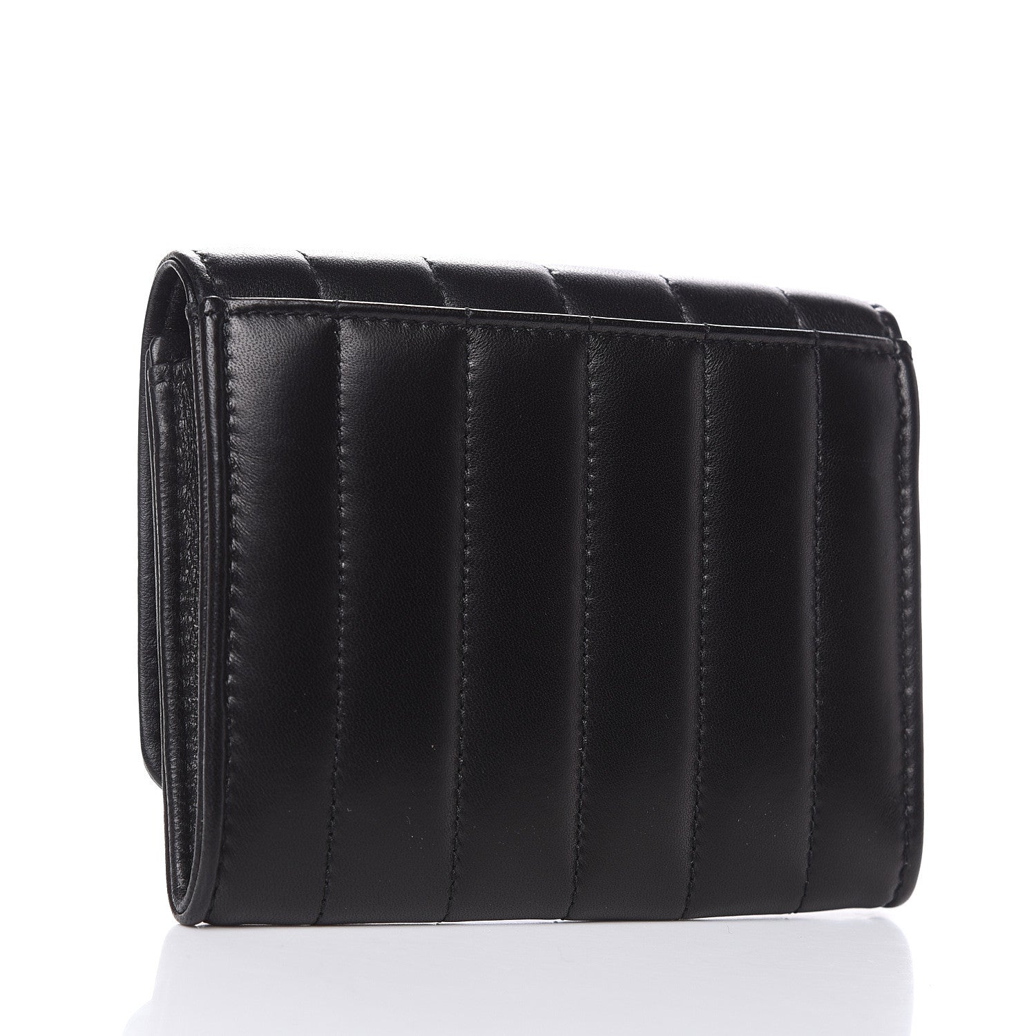 Saint Laurent Lambskin Matelasse Monogram Vicky Tri-Fold Wallet Black 3 of 7