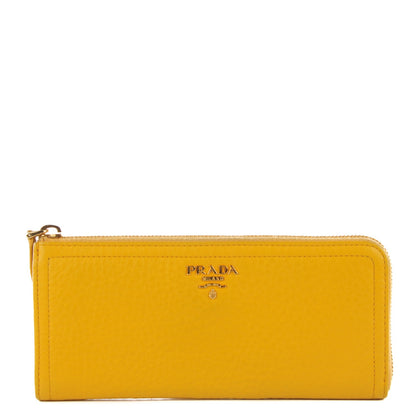 Prada Vitello Daino Zip Around Continental Wallet Mimosa 1 of 9