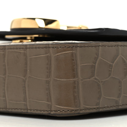 Chloe Calfskin Crocodile Embossed Mini C Double Carry Army Green 10 of 12