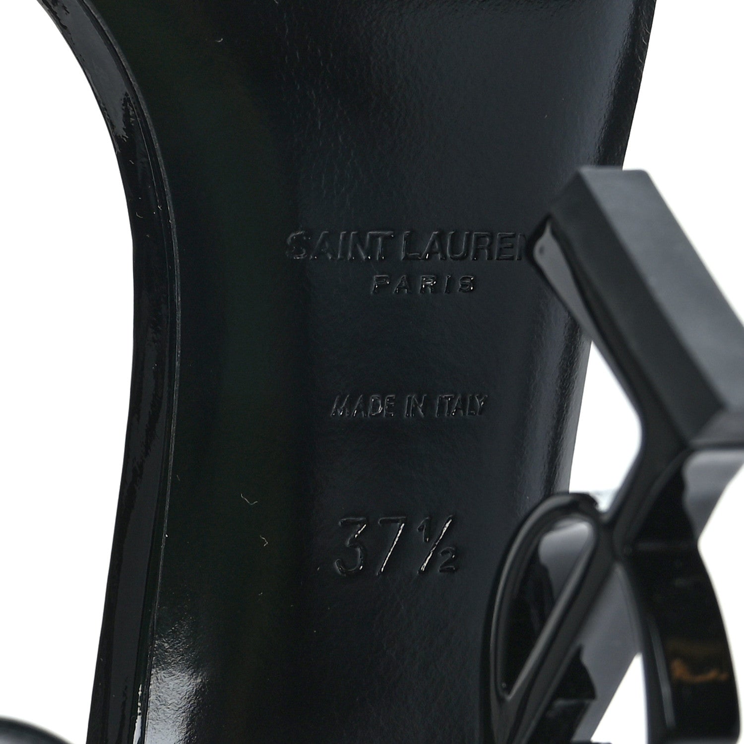 Saint Laurent Patent Calfskin Opyum 110 Sandals 37.5 Black 13 of 13
