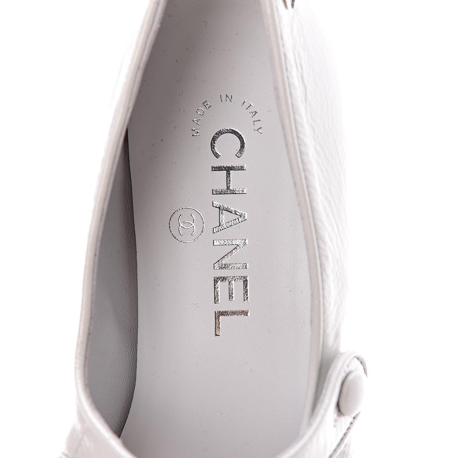Chanel Patent Calfskin Mary Jane Strap Pumps 37.5 White 7 of 8