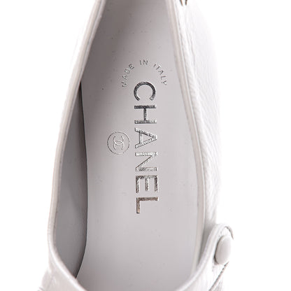 Chanel Patent Calfskin Mary Jane Strap Pumps 37.5 White 7 of 8