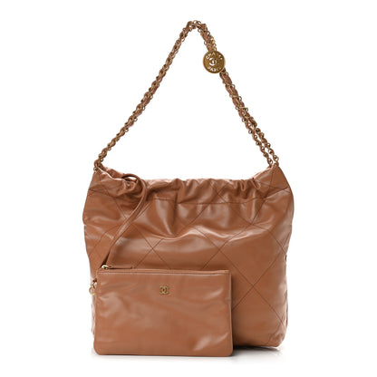 Chanel Shiny Calfskin Quilted Small Chanel 22 Camel 1 of 12