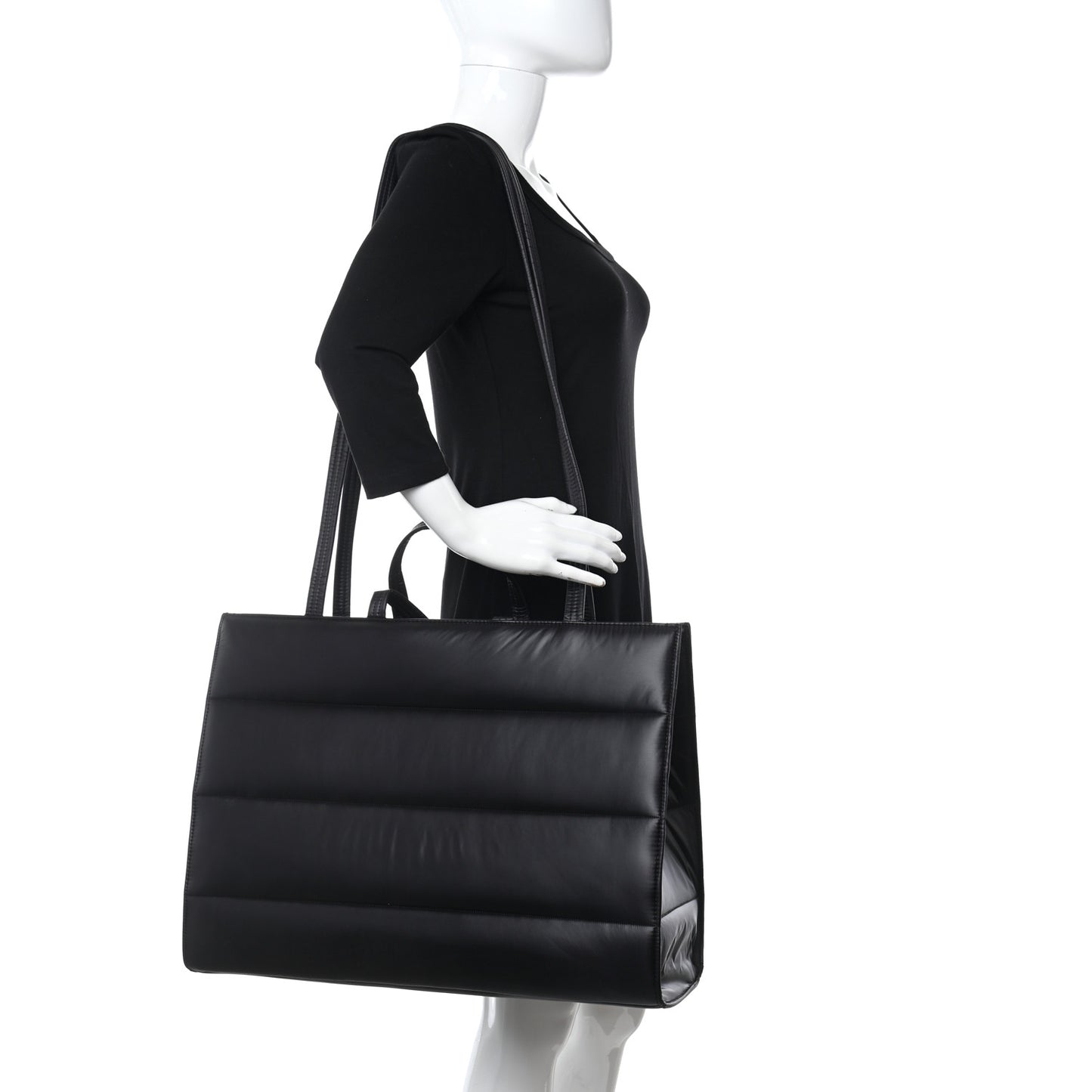 Nylon Large Puff Shopping Bag Black