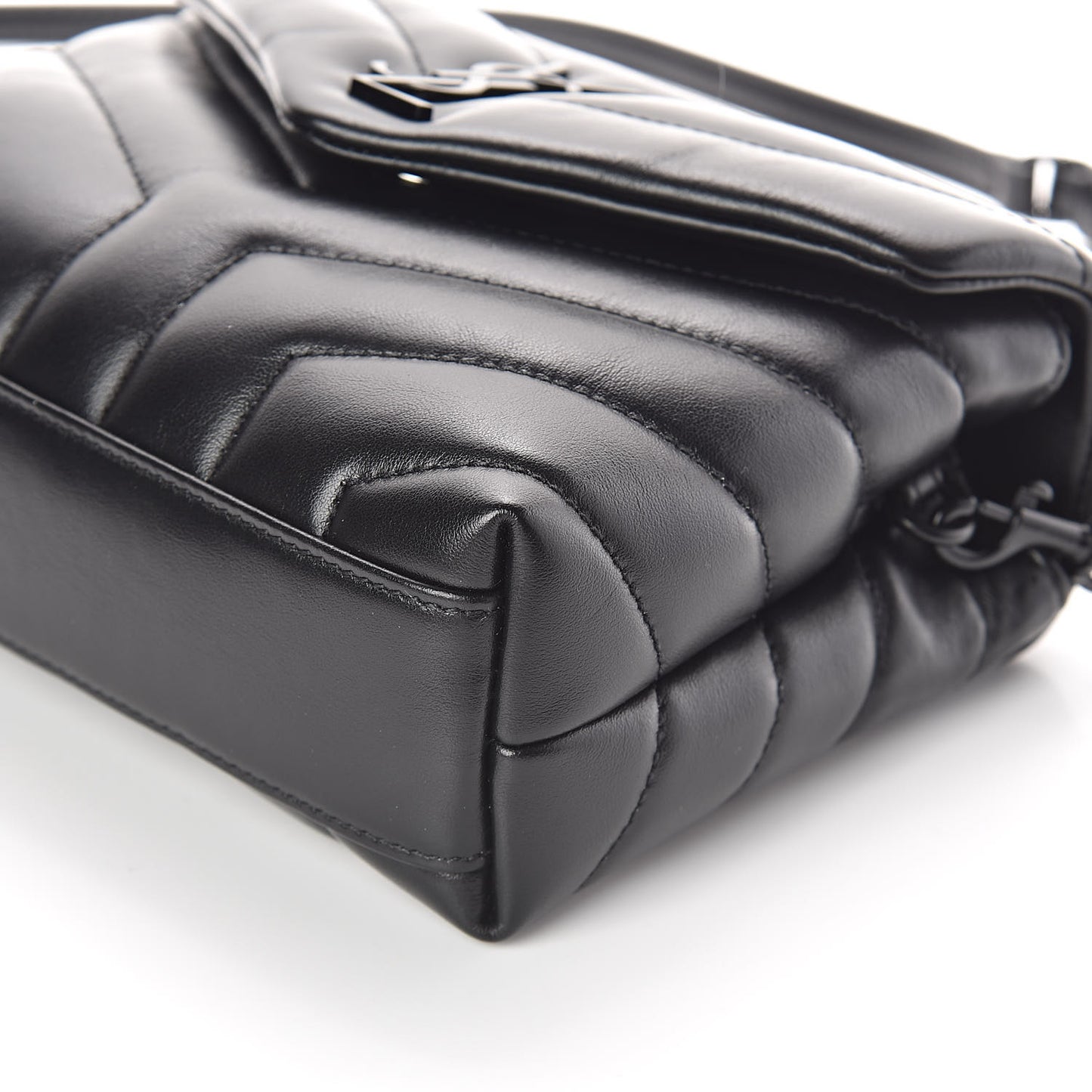 Calfskin Y Quilted Monogram Toy Loulou Crossbody Bag Black