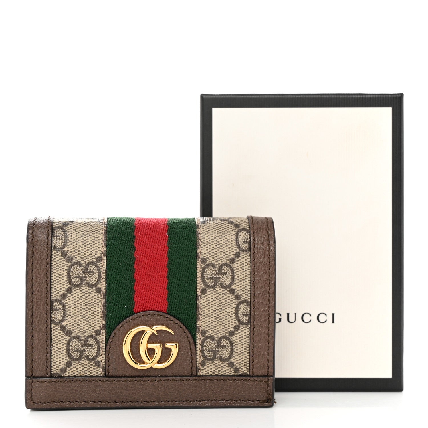 Gucci GG Supreme Monogram Web Ophidia Card Case Beige New Acero 9 of 9