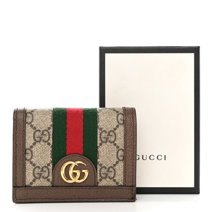 Gucci GG Supreme Monogram Web Ophidia Card Case Beige New Acero 9 of 9