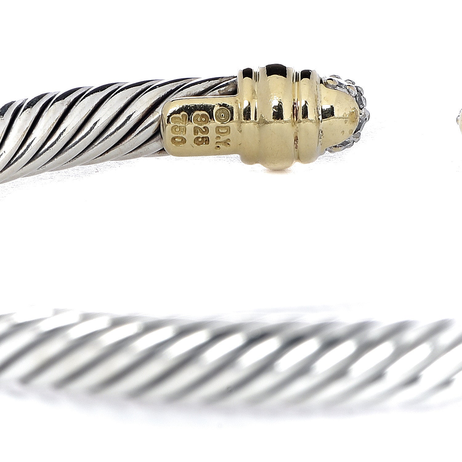 David Yurman Sterling Silver 18K Yellow Gold Diamond Cable Classics Bracelet 4 of 4