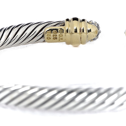 David Yurman Sterling Silver 18K Yellow Gold Diamond Cable Classics Bracelet 4 of 4