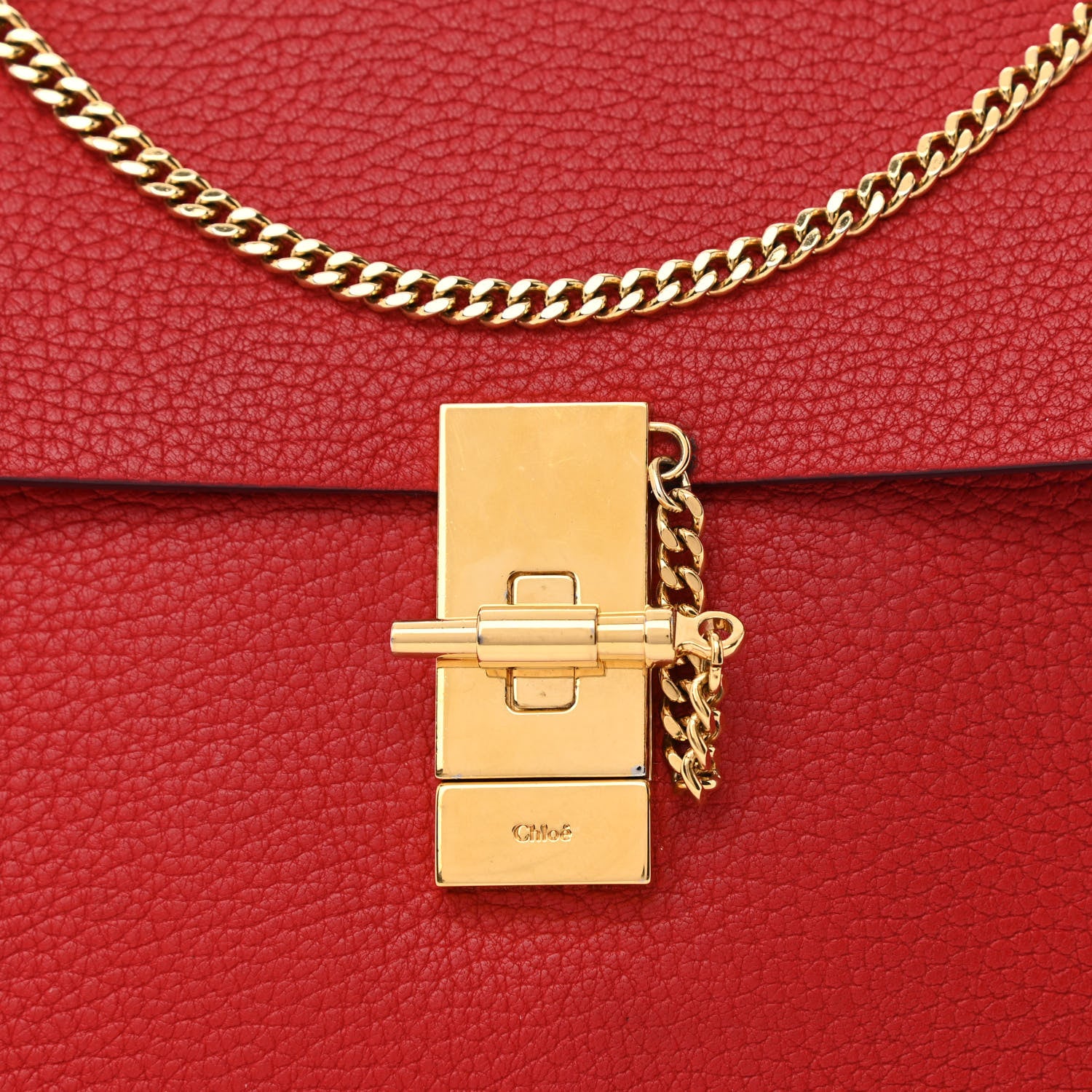 Chloe Grained Lambskin Mini Drew Shoulder Bag Plaid Red 9 of 13