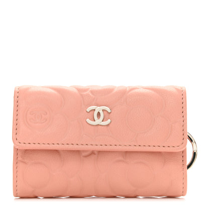 Chanel Goatskin Camellia Embossed 4 Key Holder Pink 1 of 8
