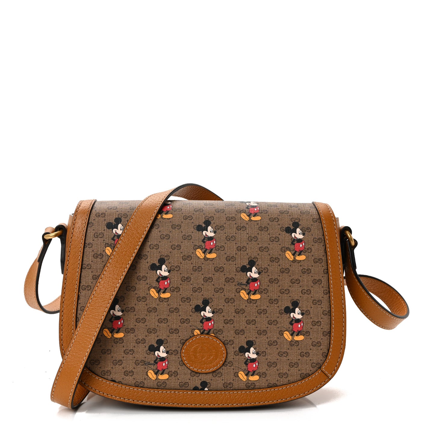 X DISNEY Mini Vintage GG Supreme Monogram Mickey Mouse Small Flap Messenger Bag Beige Vintage Sun Oil