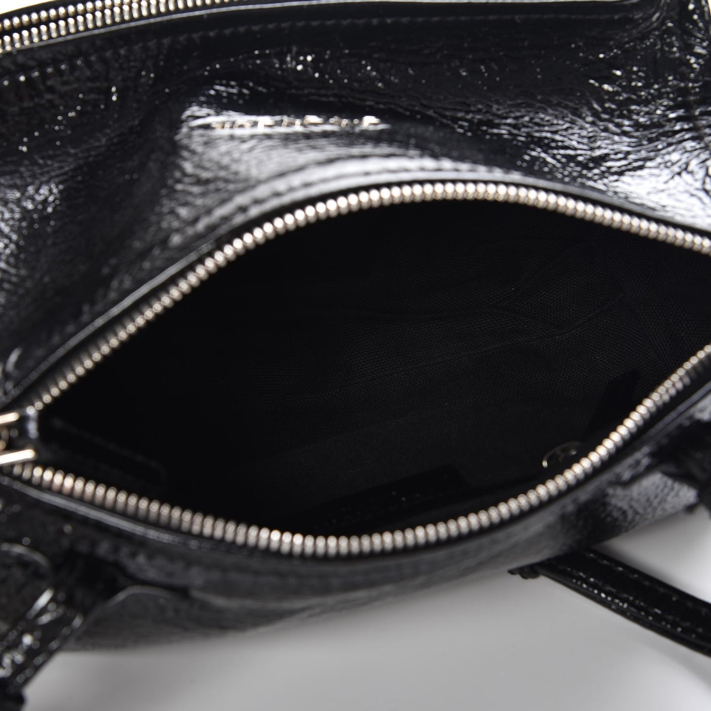 Crinkled Patent Mini Pandora Black