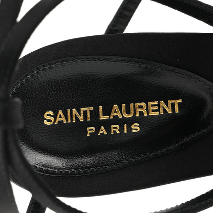 Saint Laurent Crepe Satin Crystal New Nuit 90 Ankle Strap Sandals 38.5 Black 8 of 10