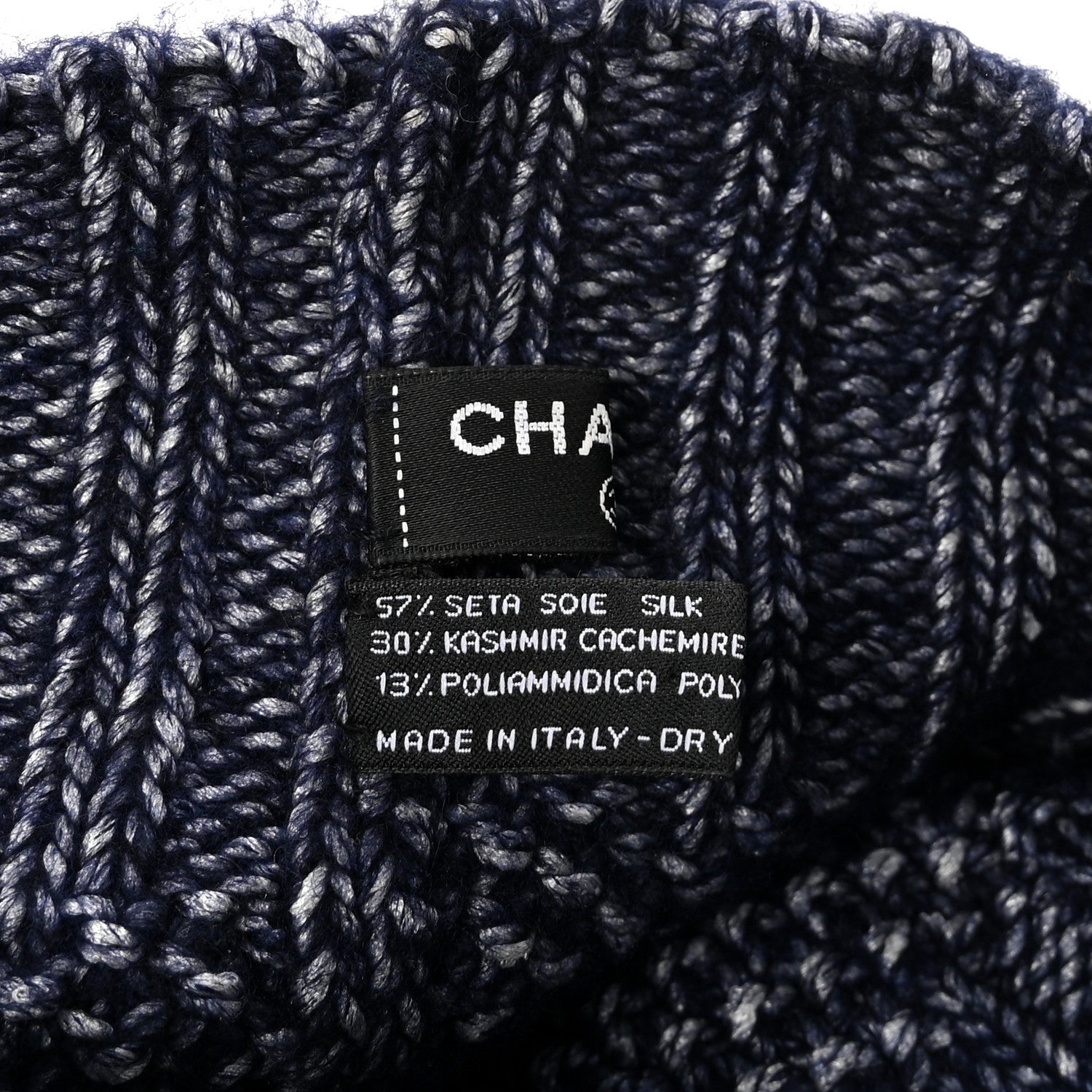 Chanel Cashmere Blend CC Beanie Hat Navy 5 of 5