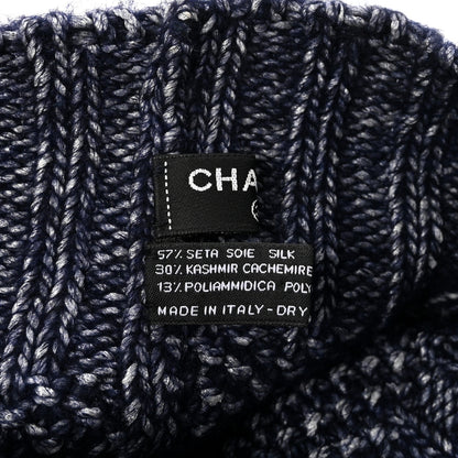 Chanel Cashmere Blend CC Beanie Hat Navy 5 of 5