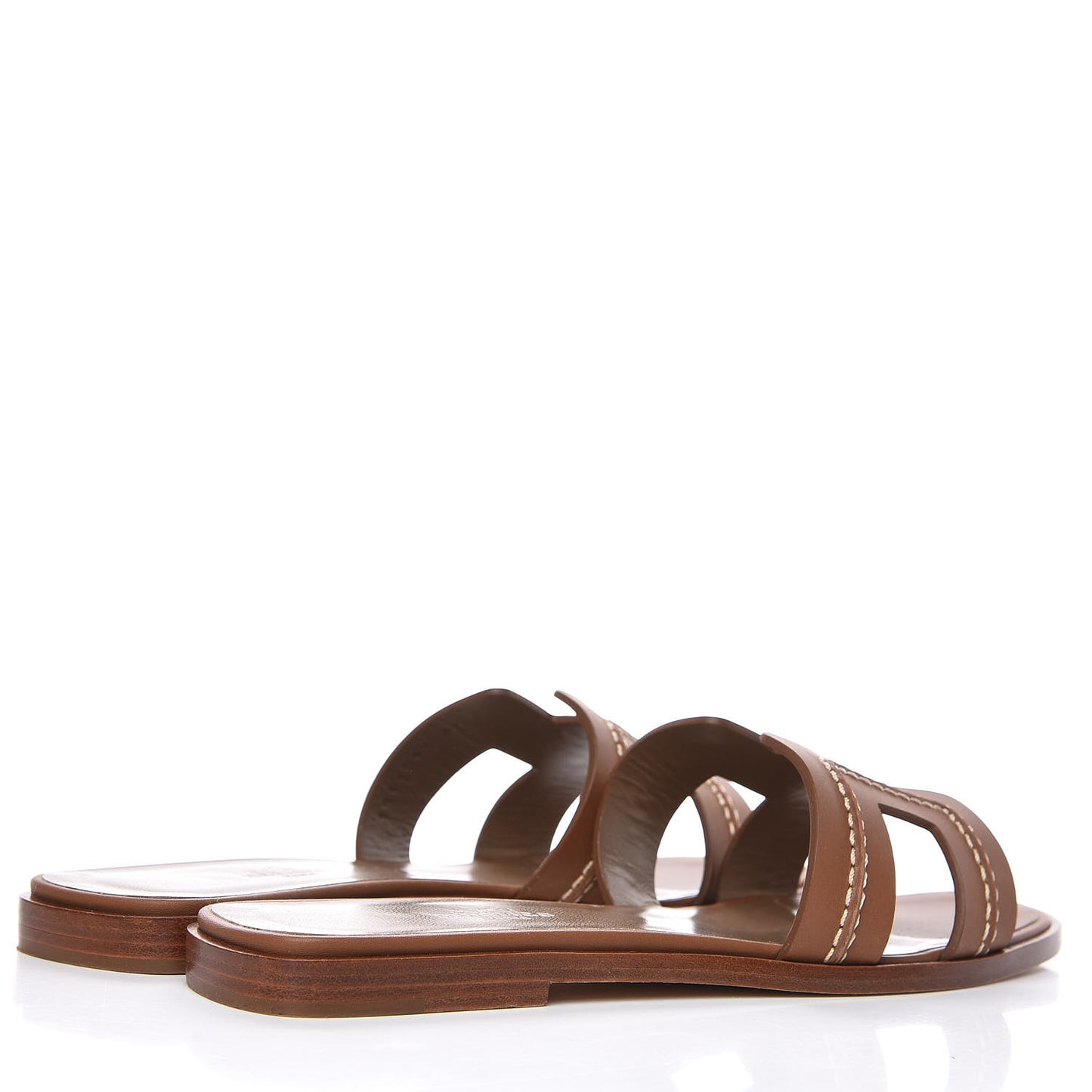 Calfskin Pique Oran Sandals 37.5 Brun Pallisandre
