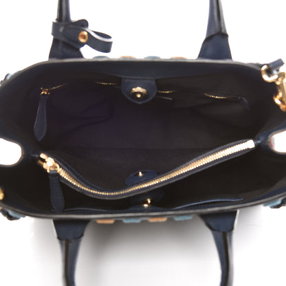 Burberry Calfskin House Check Mirror Embroidery Medium Banner Tote Blue 8 of 10