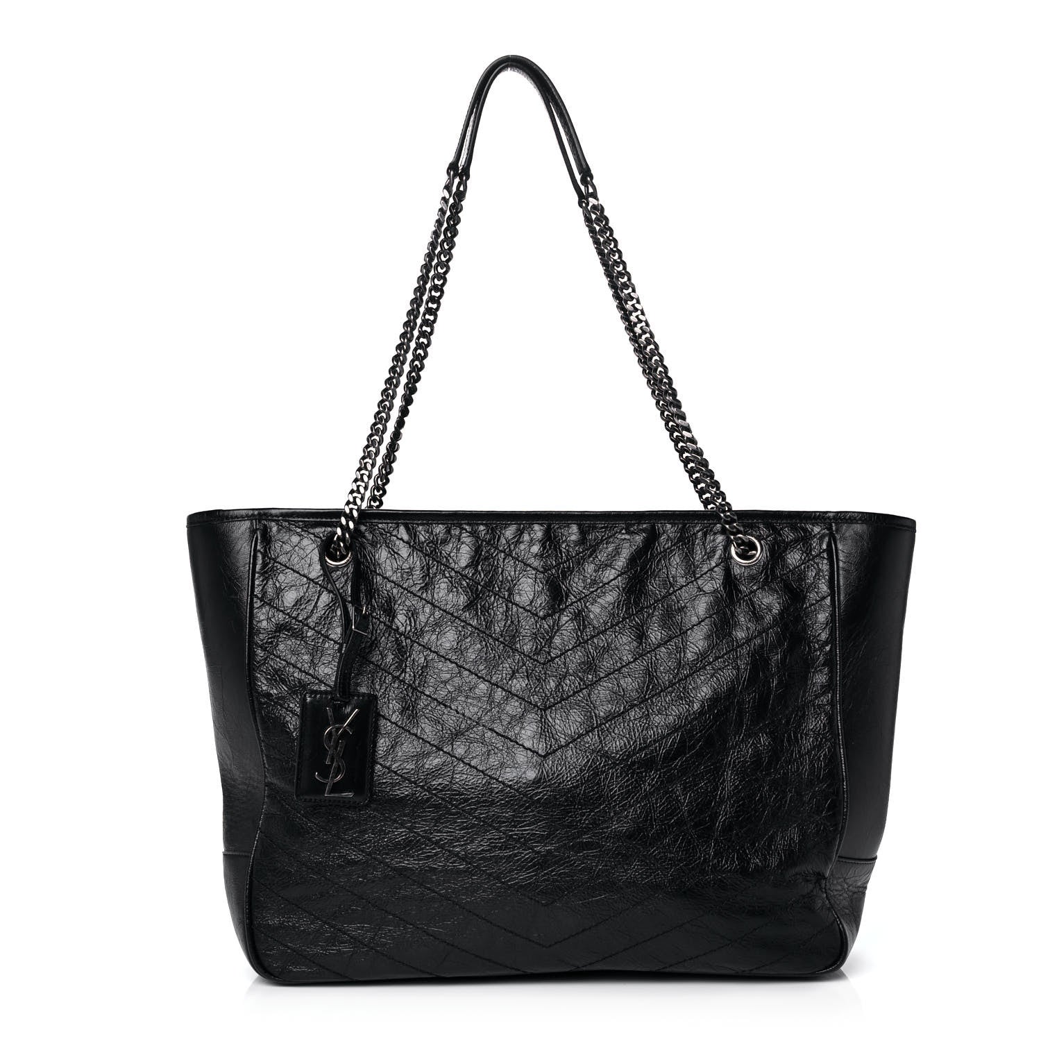 Saint Laurent Crinkled Calfskin Matelasse Monogram Large Niki Shopping Tote Bag Black 1 of 12