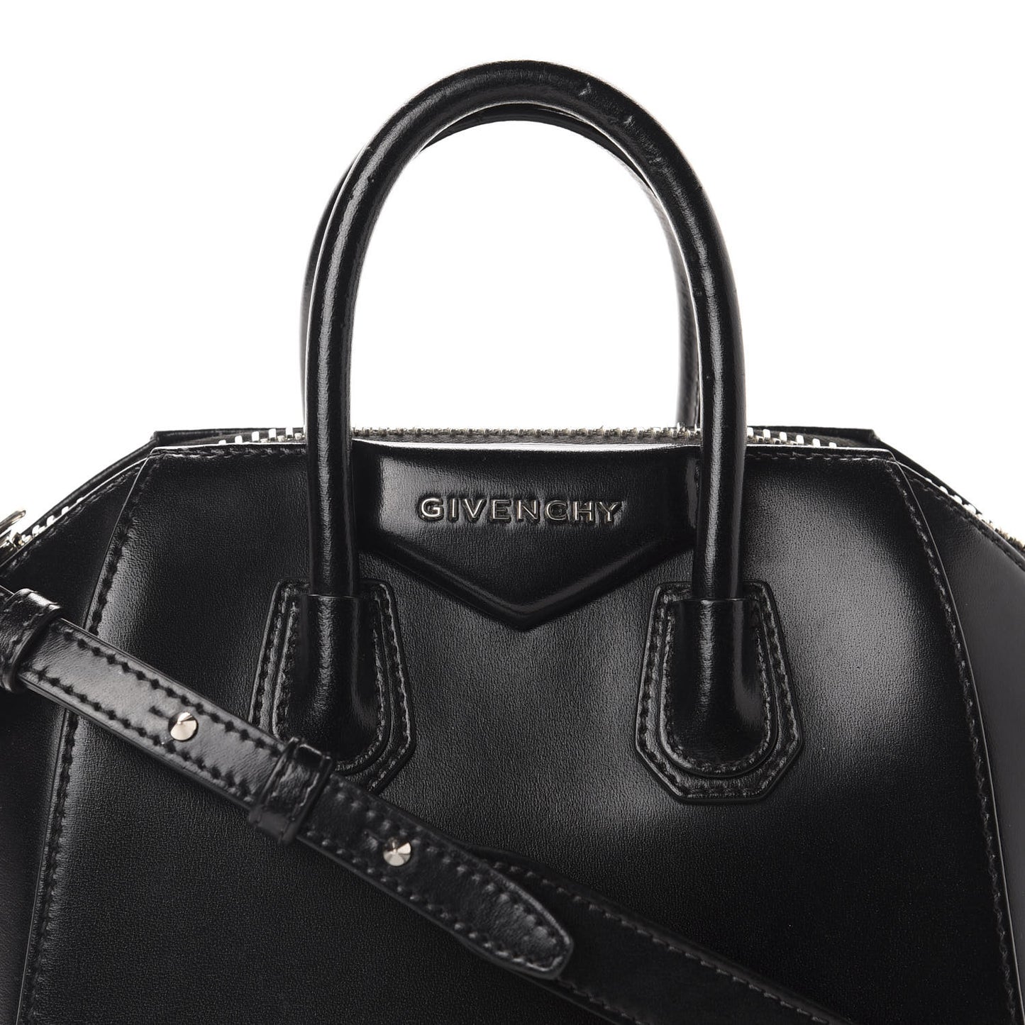 Shiny Lord Calfskin Mini Antigona Black