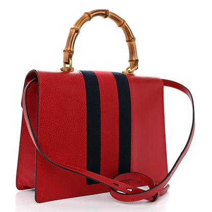 Gucci Calfskin Bamboo Web Medium Falena Moth Top Handle Bag Hibiscus Red 3 of 13