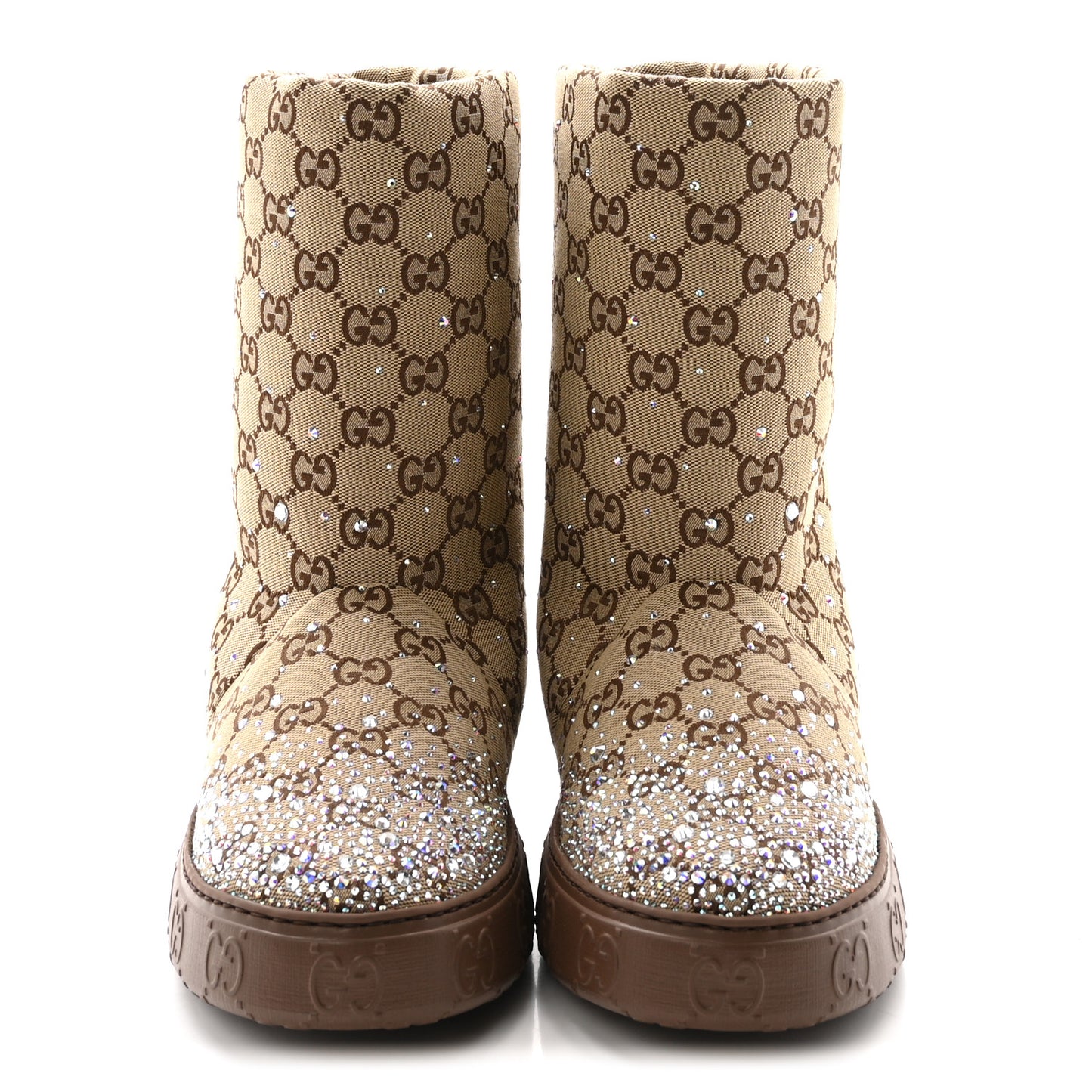 Monogram GG Strass Thermal Bootie 38.5 Camel Ebony